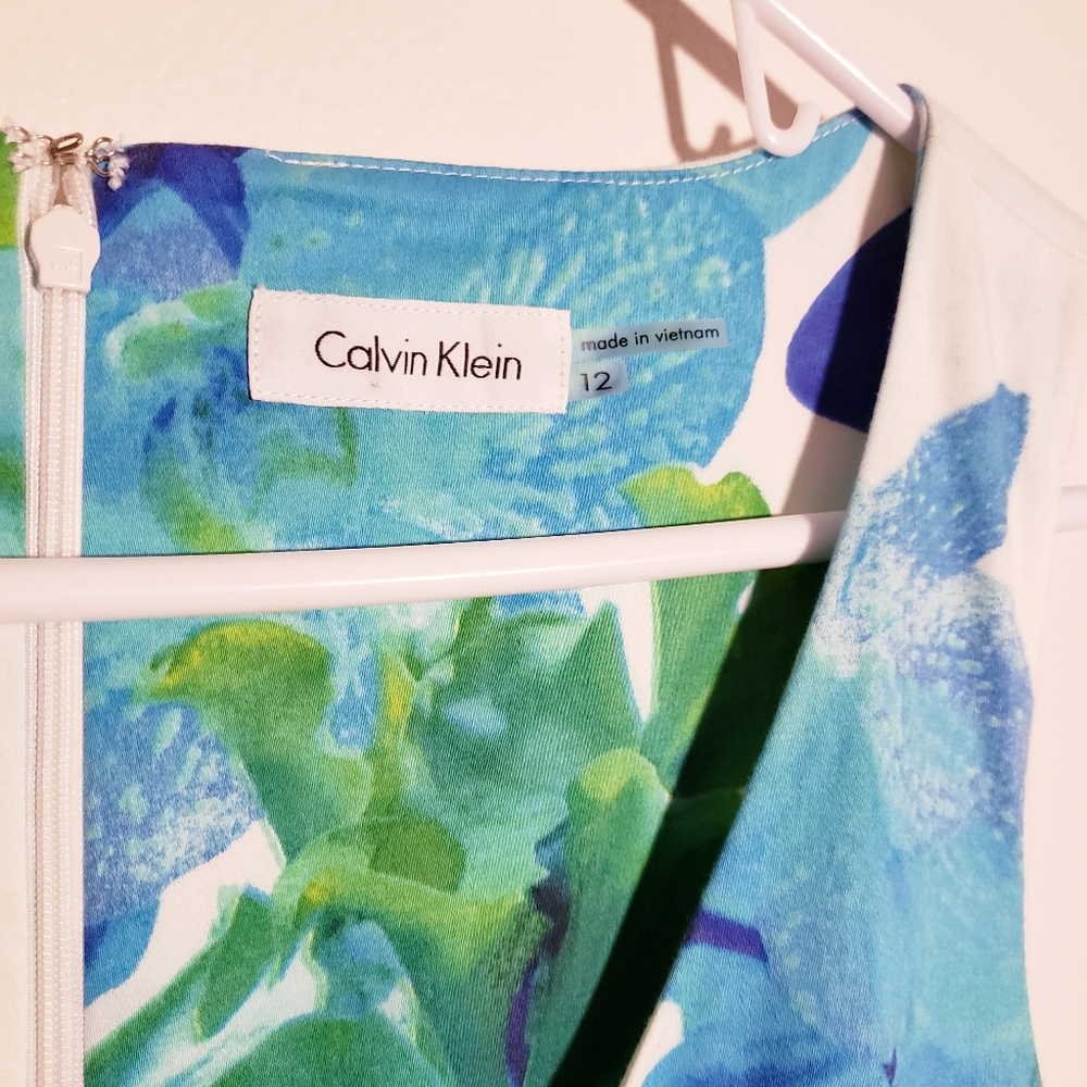 Calvin Klein Blue and White Floral Dress.